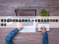 奢侈品羽绒服品牌排行,十大奢侈品牌羽绒服排名