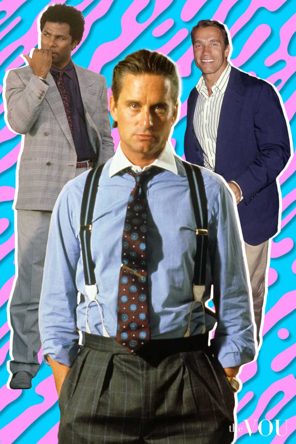 穿着 80 年代风格的名人服装创意男士